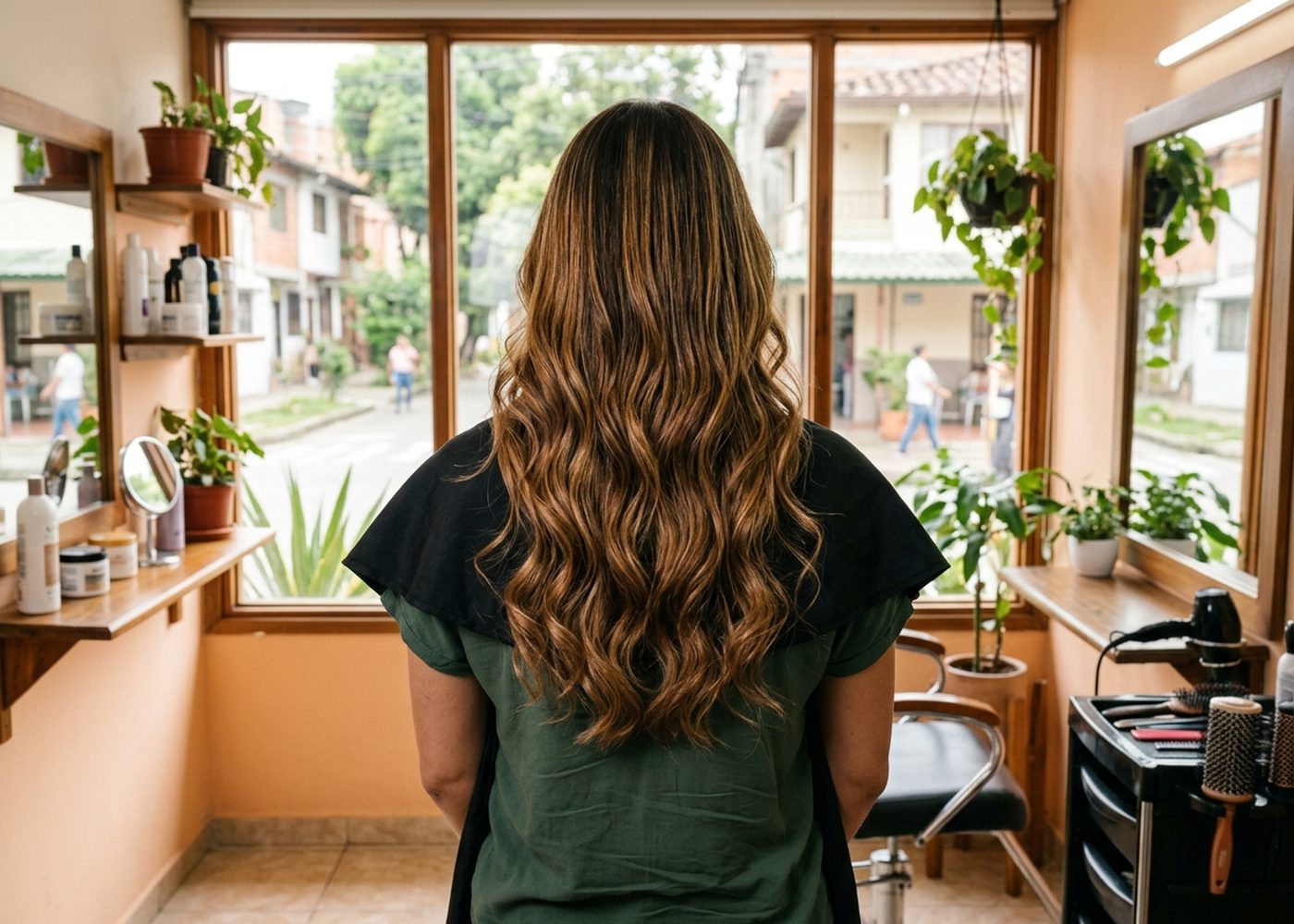 Trabajo de color sobre cabello largo